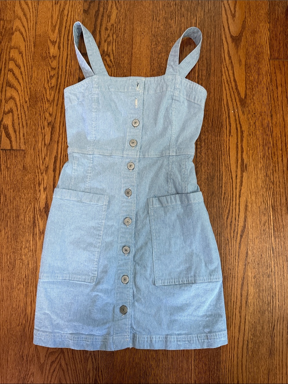 American Eagle Outfitters Light Blue Denim Button-Front Mini Dress